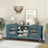 Farmhouse TV Stand for 65-Inch TVs - Classic Media Entertainment Center with Glass Door Cabinets & Adjustable Shelves 2