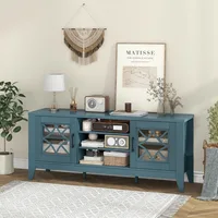 Farmhouse TV Stand for 65-Inch TVs - Classic Media Entertainment Center with Glass Door Cabinets & Adjustable Shelves 2