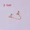 Boucles d'oreilles tendance en acier inoxydable pour femmes, 1 pièce, chaîne à Double perçage, fleur coréenne, Zircon, clous de perçage, bijoux à la mode