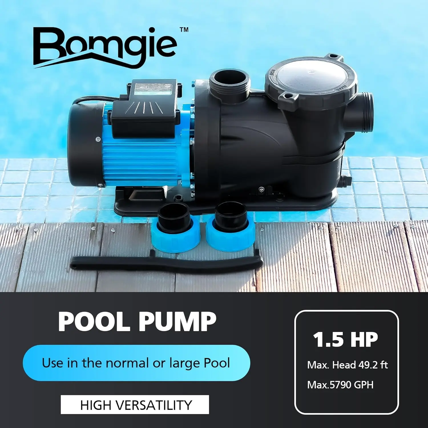 1.5 HP Pool Pump Inground 5790GPH Above Ground Swimming Pool Pump 115V High Flow Single Speed Powerful Self Priming Pumps