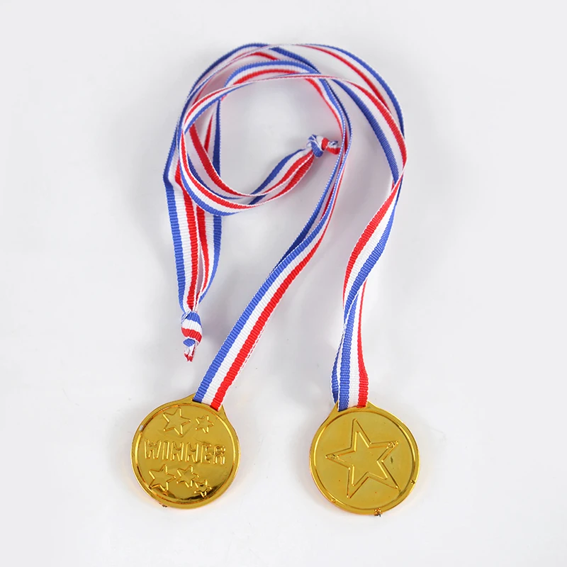 5/10Pcs Gold Plastic Winner Medals Trophy Children Sports Game Prize Awards Toy Kids Soccer Birthday Party Favors Pinata Fillers