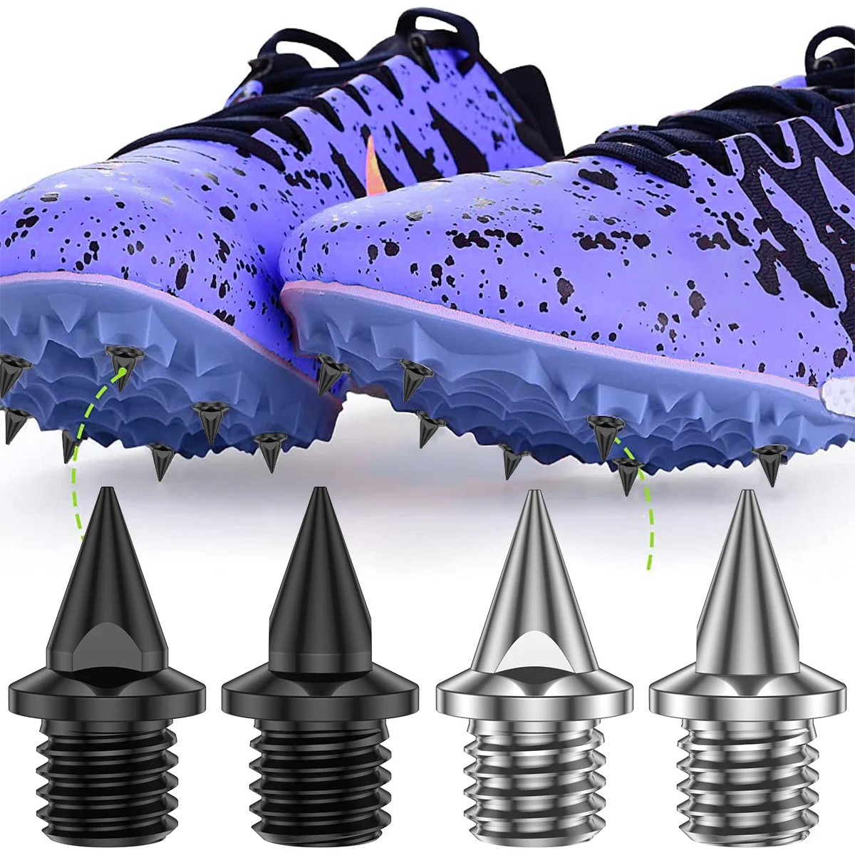 100Pcs Track Spikes Steel Wear Resistant Shoe Spikes Replacement Non-slip Lightweight Sport Shoes Spikes for Running Hiking