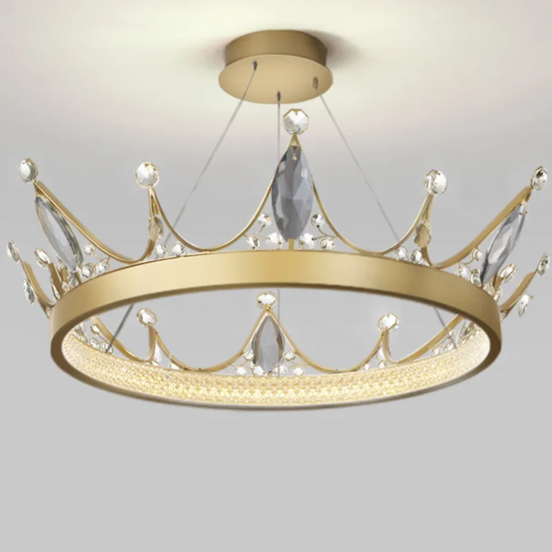 

Роскошная хрустальная люстра в форме короны для спальни, современная роскошная детская лампа для спальни