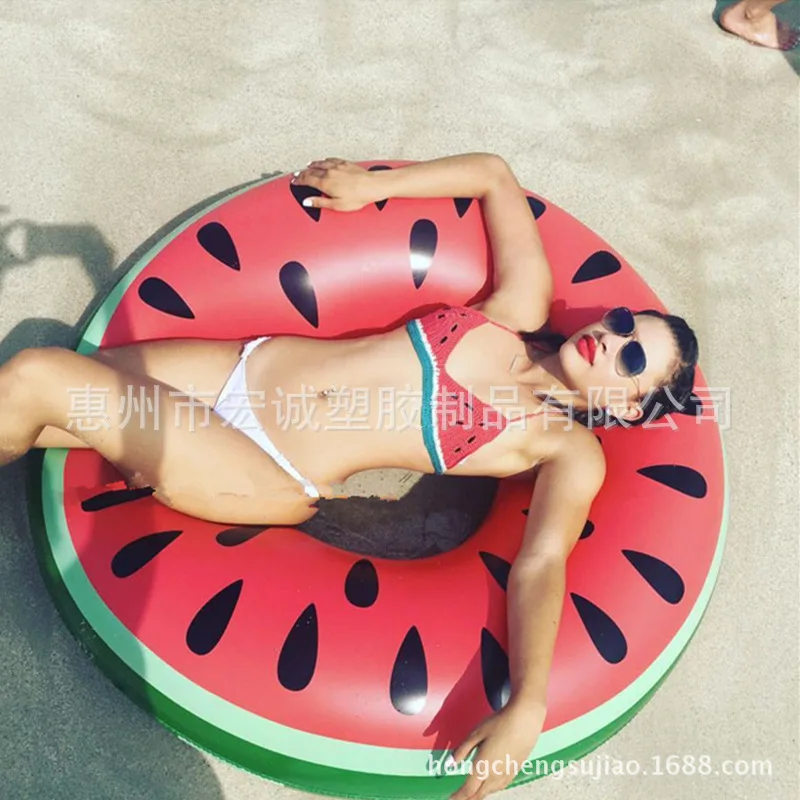 

Inflatable 120CM watermelon swimming ring inflatable fruit watermelon underarm ring floating bed