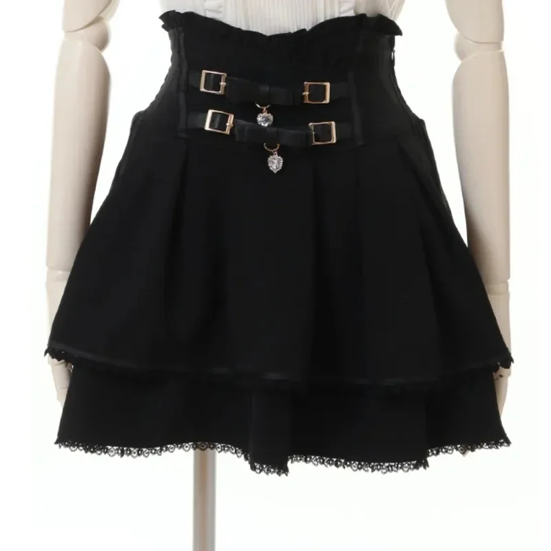 Japan Style High Waist Pleated Mini Skirts Bow Knot Design Mini Skirts Kawaii Slim Fit A-line Skirts Pink Lace Skirts For Women 3