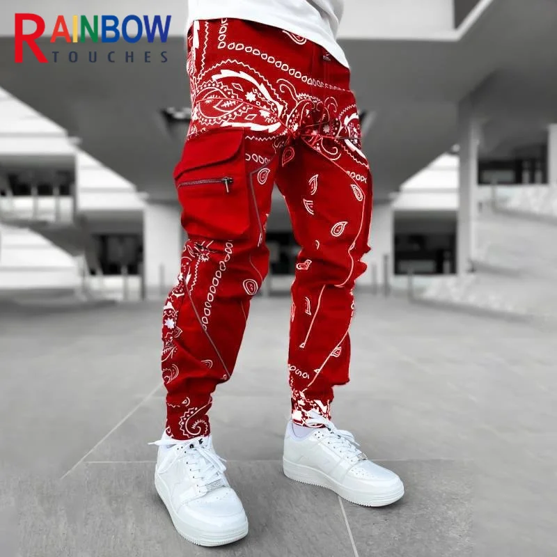 

Rainbowtouches Cargo Pants 2022 New Sweatpants Mens Pants Zip Pocket Men Pants Bandana Pattern Fabric Running Men's Trousers