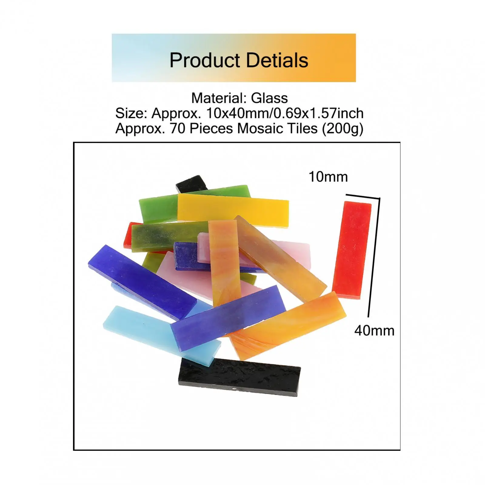 2x 70 Pieces Rectangle Shape Different Colors Glass Pieces Mosaic Tiles
