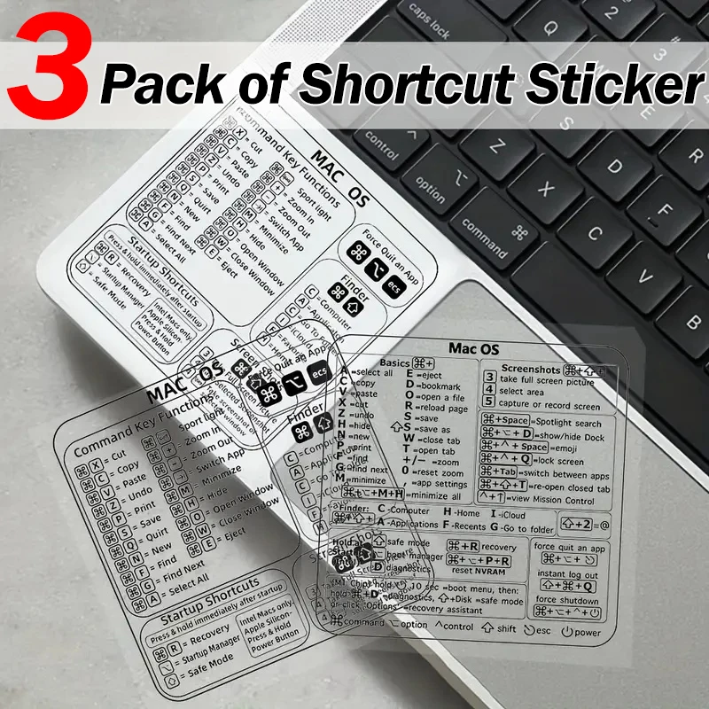 

1/2/3Pcs Keyboard Shortcut Sticker For Macbook Windows Laptop Computer Reference Shortcut Stickers Adhesive Decal For Mac OS