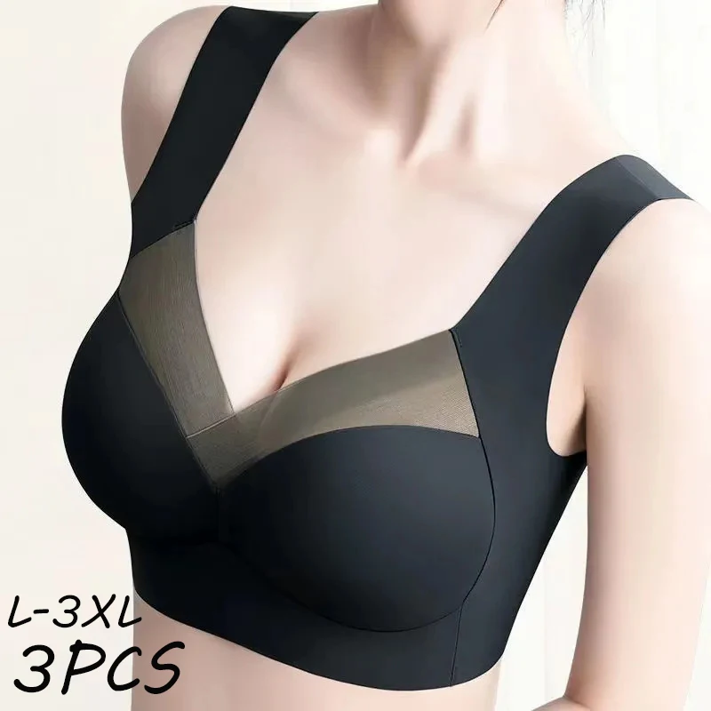 

3 Pcs Sexy Seamless Bra Push Up Sports Brassiere Bh Woman Lace Bralette Wireless Bra Unwired Yoga Top Women's Bras Without Bones