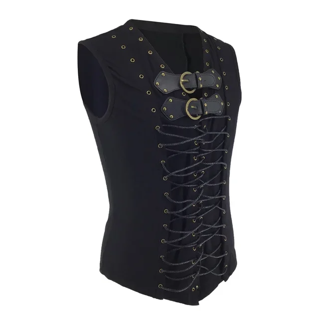 Gilet Gotico Uomo - Stile Steampunk Medievale Con Lacci