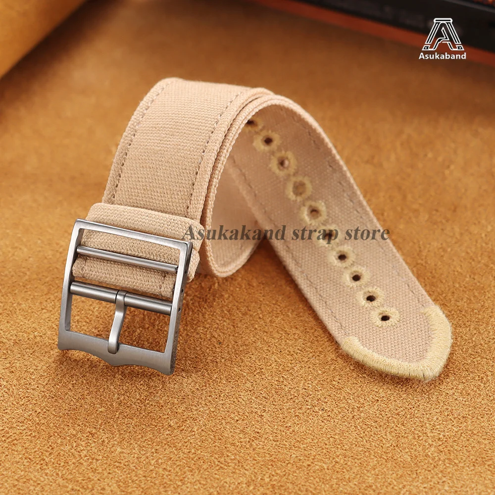 Premium Nylon Canvas Watch Strap - Universal Replacement Watchband Accessories, Army Style, 20mm/22mm Size