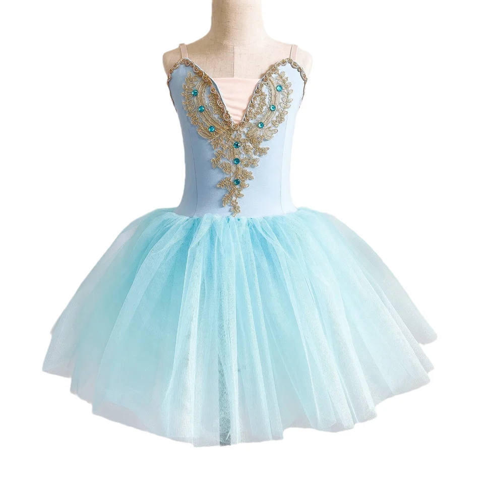 Vestito Da Ballerina Bambina - Tutu Con Piume Lago Dei Cigni, 3 Pezzi, Costume Danza