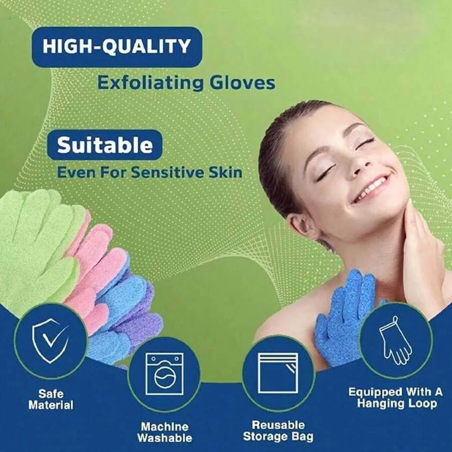 2pcs/6pcs/12pcs Reversible Exfoliating Shower Gloves, Body Scrub Gloves, ,Cleansing Tools Bath Towel Bath Products Back Scrub 6