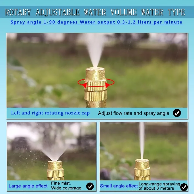 Plants Irrigation Kits Drip Irrigation 20/15/10/5M Greenhouse Drip Automatic Irrigation Kit System 360&deg; Brass Tubing Hose Patio Misting Plant Watering Distribution