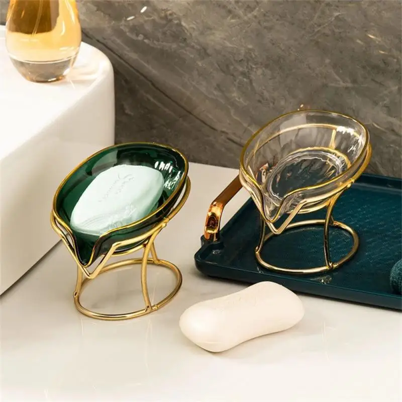 Household Creative Light Luxury Style Soap Box Leaf Shaped Soap Dish With Holder  Drain Free Perforated Soap Tray For Bathroom| | - AliExpress