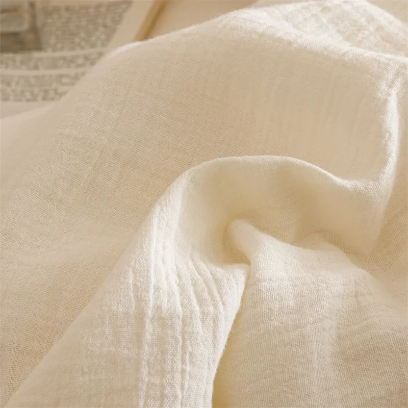 4Pcs Pure Cotton Double Layer Crinkle Yarn Soft Natural Skin-friendly Bedding Set Duvet Cover Bed Sheet/Fitted Sheet Pillowcases