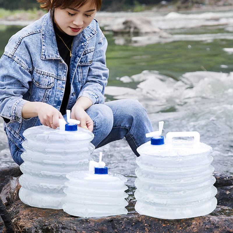 3L-15L Outdoor Collapsible Water Bag Camping Foldable Water Containers Drinking Multifunction Telescopic Storage Bottle