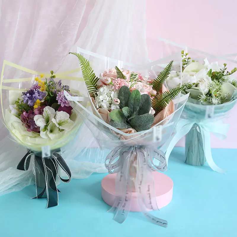 20pcs/Lot Golden Border Rose Flower Wrapping Paper Korean Style Half  Transparent Gift Wrap Florist Bouquet Wrapping Paper