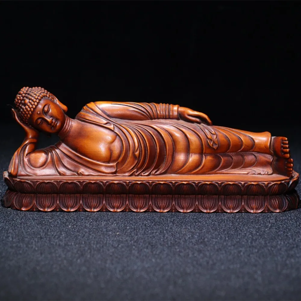 

Meditation Sakyamuni Buddha Statue Sculpture Handmade Wood Carving Buddha Sleeping Buddha Statue Home Decoration Statue Crafts