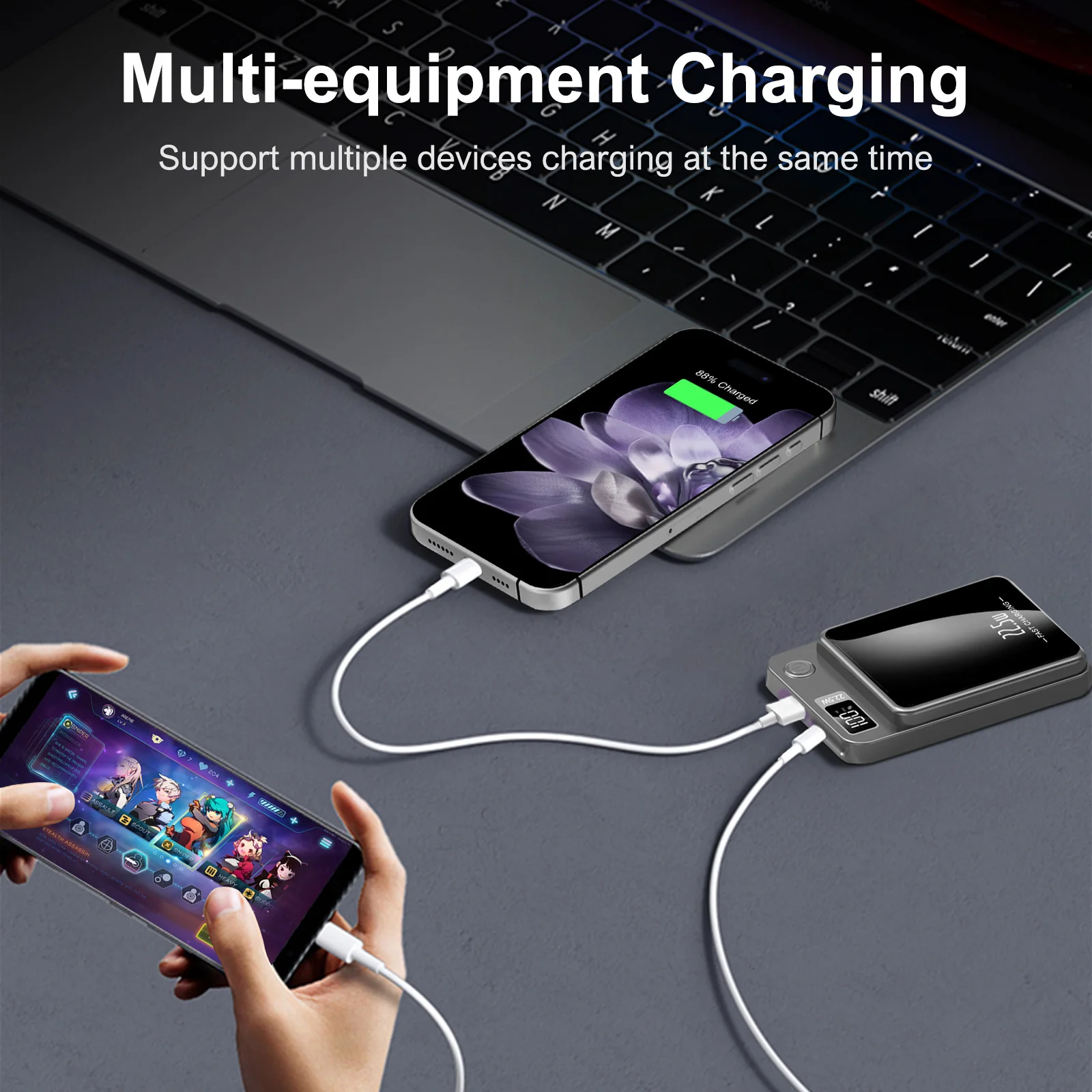 10000mAh Magnetic Charger Power Bank Wireless 22.5W USB-C Foldable Stand LED Display For IPhone 16/15/14/13/12 All Series 2