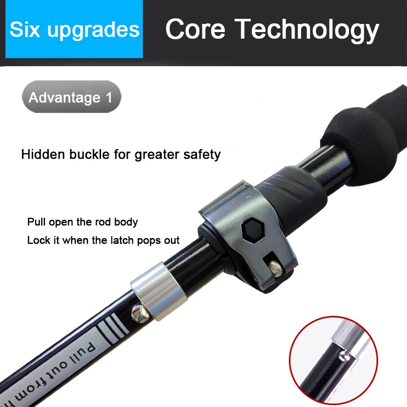 2 PCS 5-Section Outdoor Fold Trekking Pole Cane Camping Portable Walking Hiking Stick For Nordic 등산스틱 Climbing Stick Into Bag 4