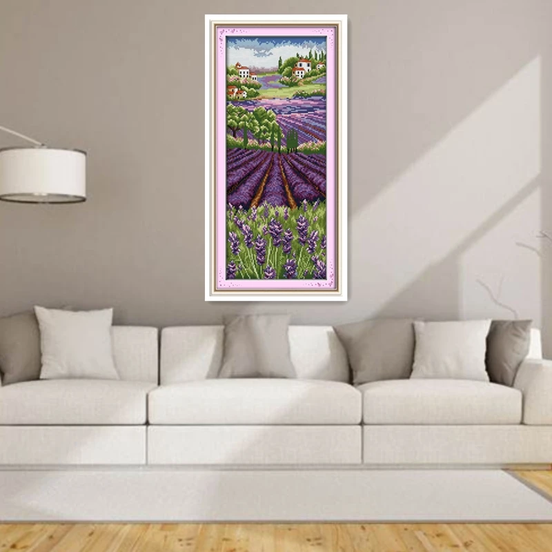 Lavender Champaign Painting Cross stitch kits Embroidery Cross Set Chinese Counted Stitch Pattern 11CT Printed On Canvas