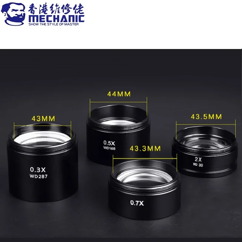 MECHANIC 0.3X 0.5X 0.7X 2X Auxiliary Objective Lens 48mm Thread Widefield Barlow Lens for Binocular Trinocular Stereo Microscope microscope objective lens