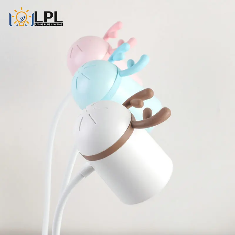 사슴 LED 작은 책상 램프 눈 보호 책상 학생 기숙사를 사용하여 충전식 플러그인 이중 목적 접이식 휴대용 배우기