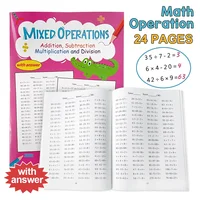 24 Pages Mixed Operations of Addition Subtraction Multiplication Division Math Workbook with Answer Math Practice for Children 1