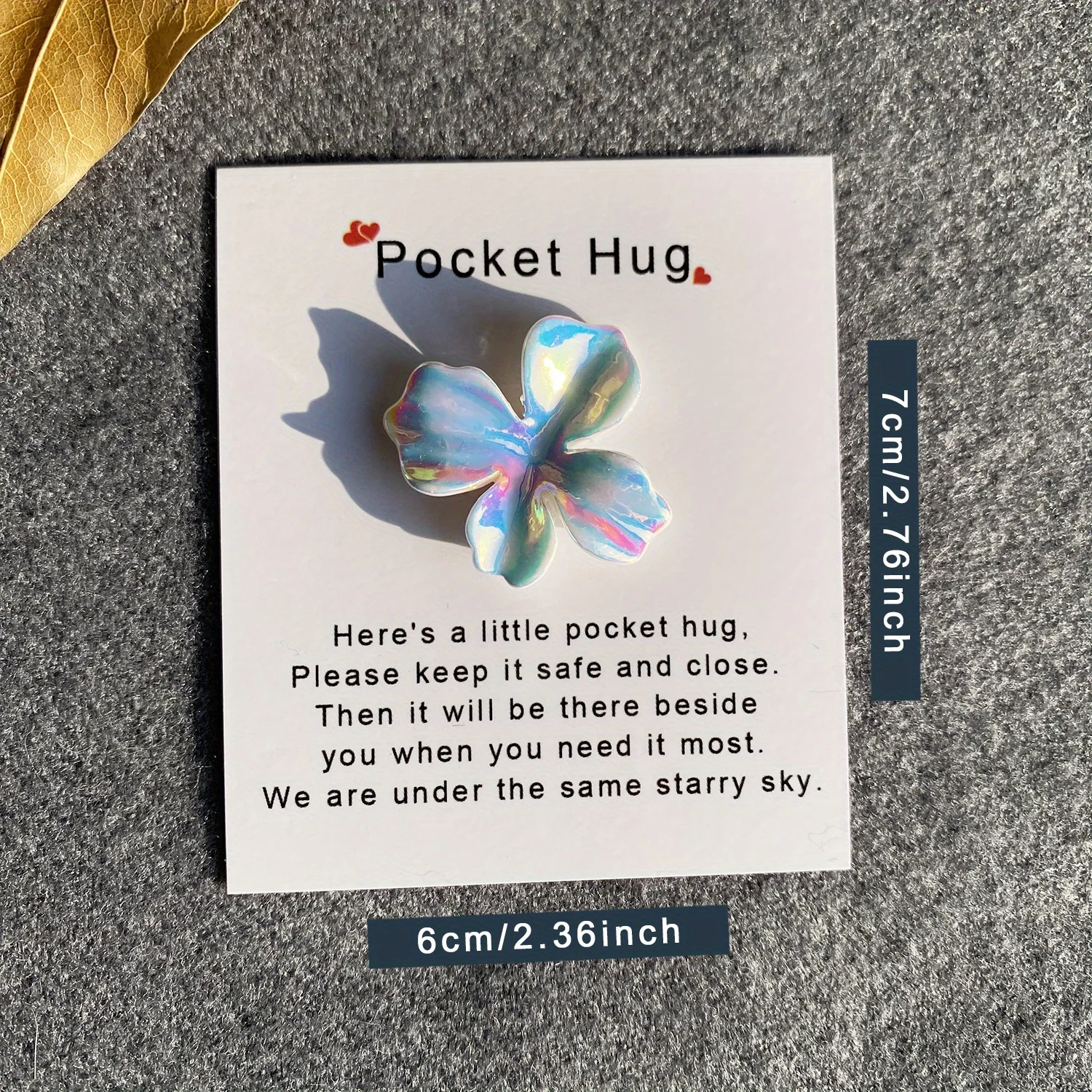 1pc, A Small Love Pocket Hug Card, 3D resin flower greet card，Special Birthday Wedding Party Valentine's Day Gift, Hug Token