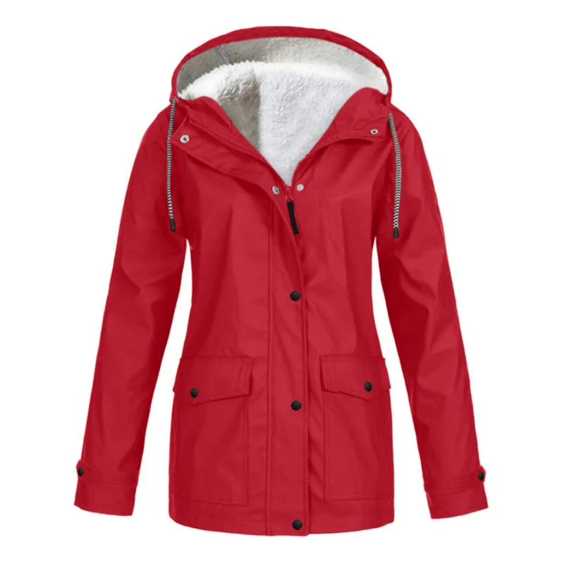 Women's Autumn and Winter Fleece Warm  Tied Waist Hooded Jackets for Women Outdoor Jacket Windproof Waterproof Mountaineering women s autumn fashion drawstring zipper waterproof jacket customize your logo hooded raincoat outdoor windproof jacket