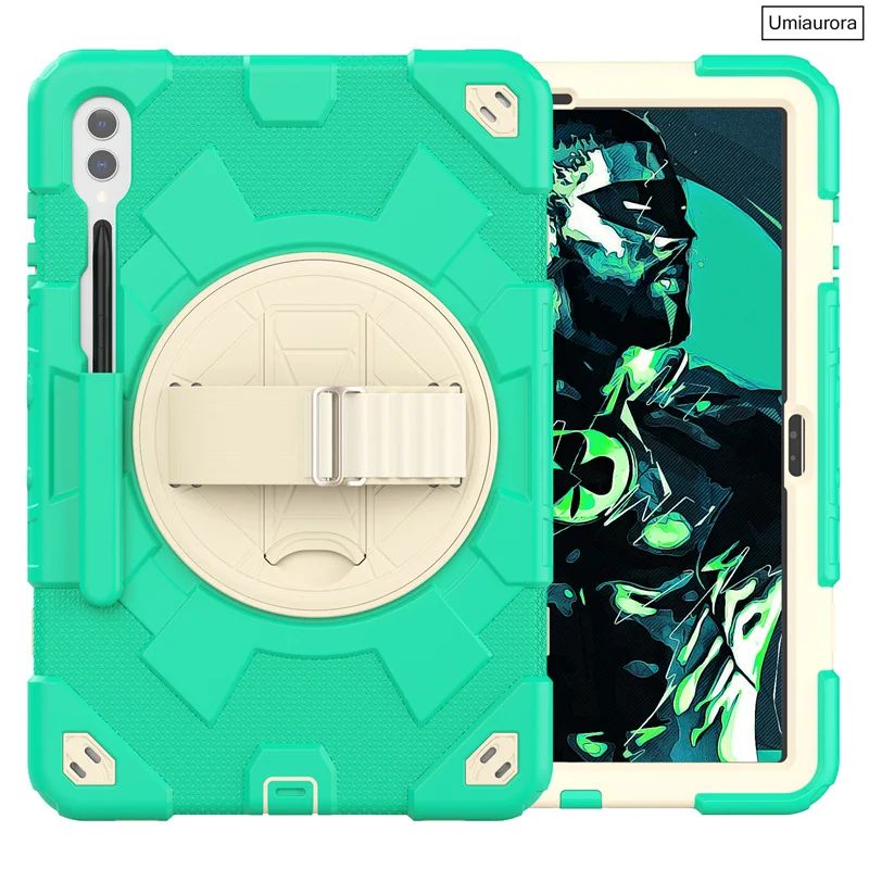For Samsung Galaxy Tab S9 FE Plus 12.4 inch SM-X810 SM-X610 SM-X710 Tablet Case Kids PC Silicone Rotation Strap_voghion.com