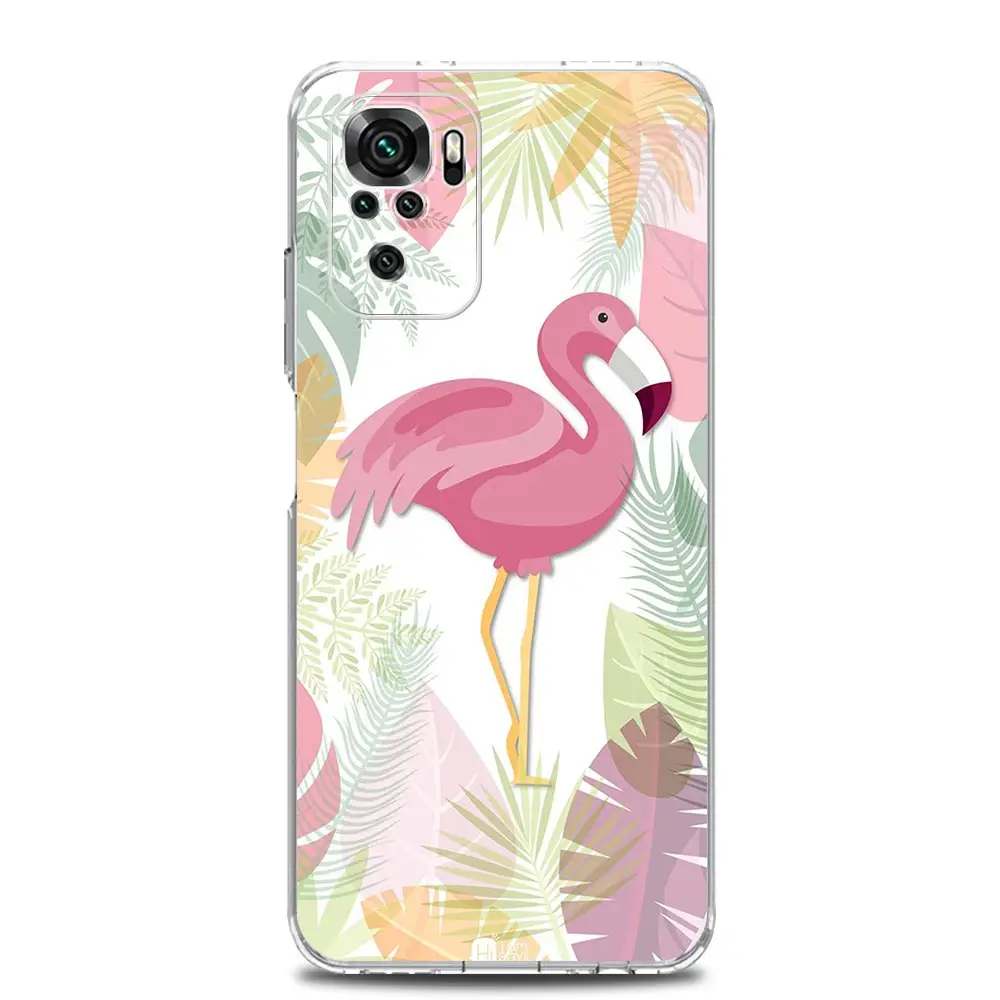 Clear Pink Flamingo Leaf Design Phone Case