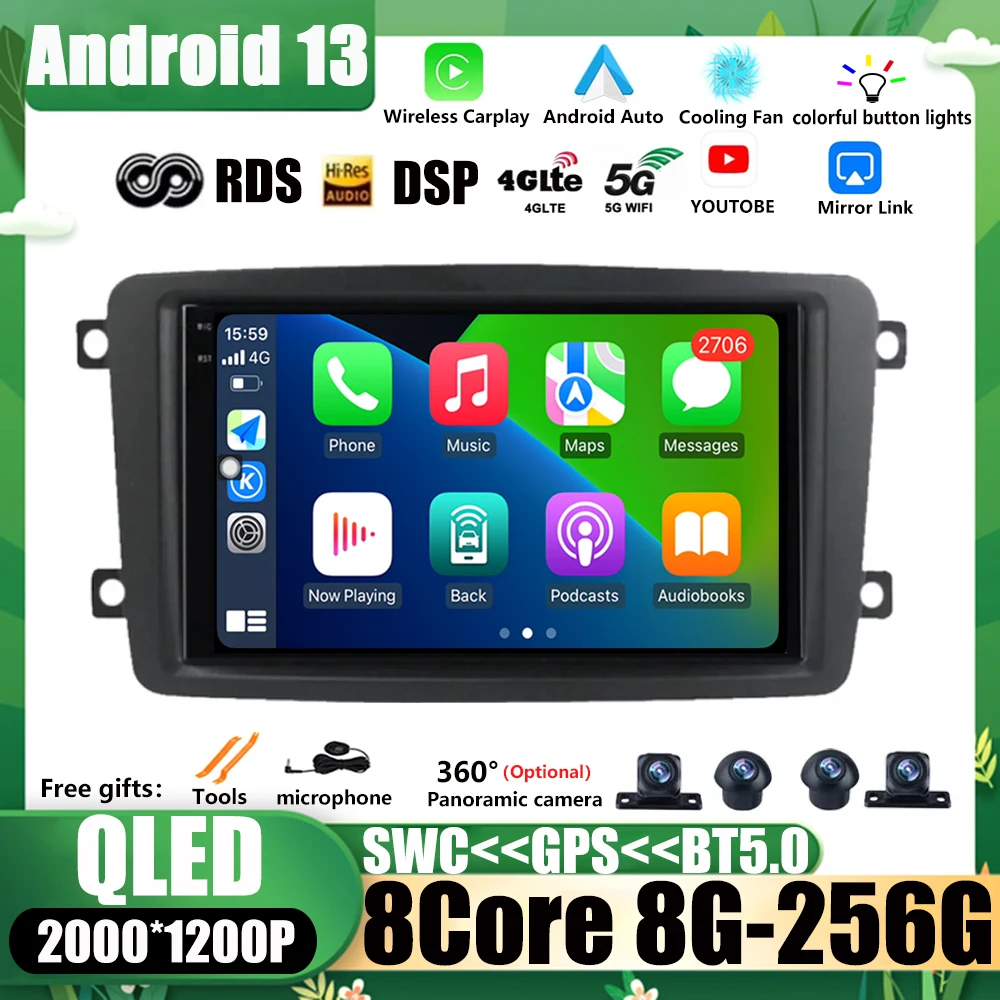 

Android 13 для W203 Mercedes Benz Vito W639 W168 Vaneo Clk W209 W210 M/ML 4G DSP RDS Автомагнитола мультимедийная GPS-навигация Carplay