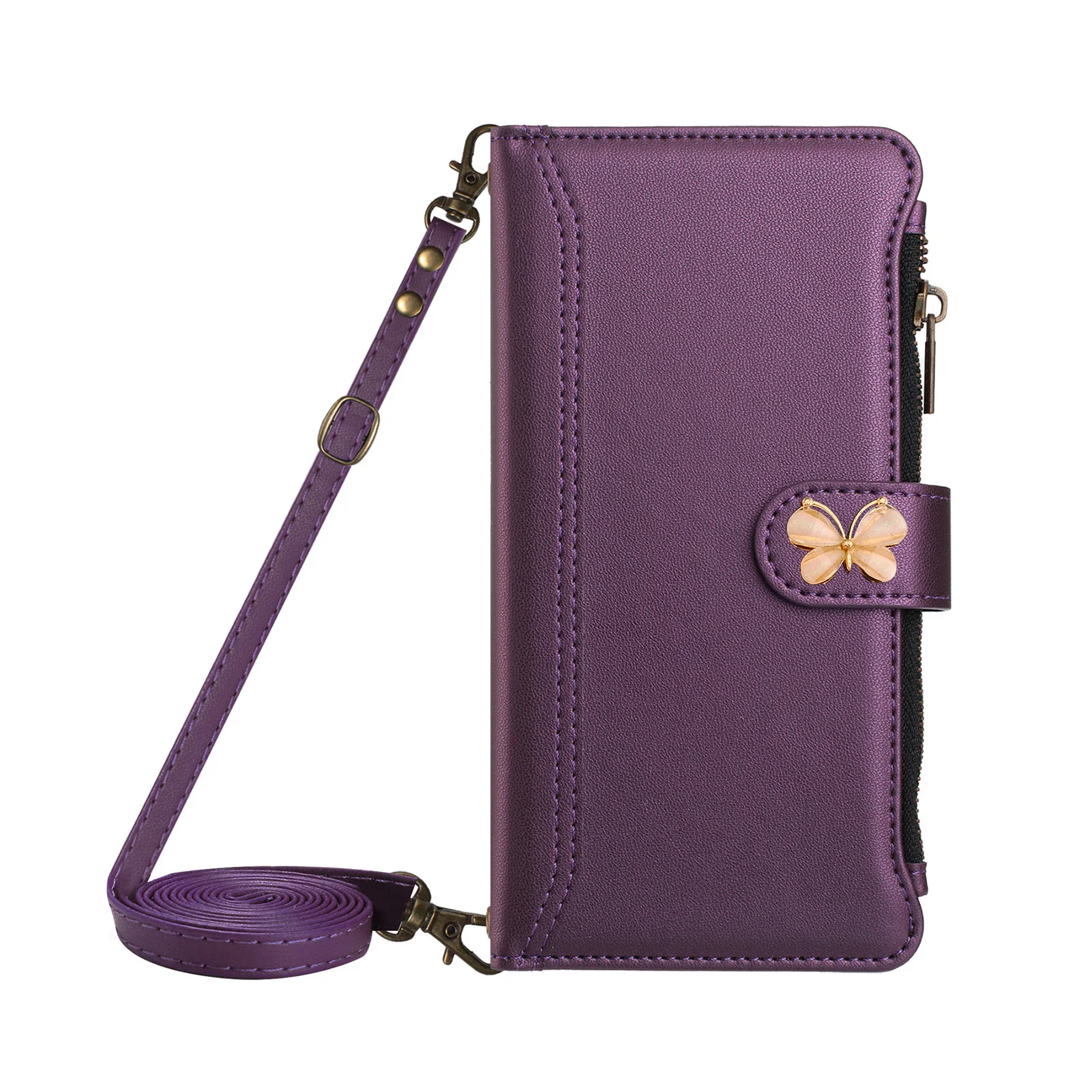 Mukti 9-Card Crossbody Leather Wallet Case Flip Cover