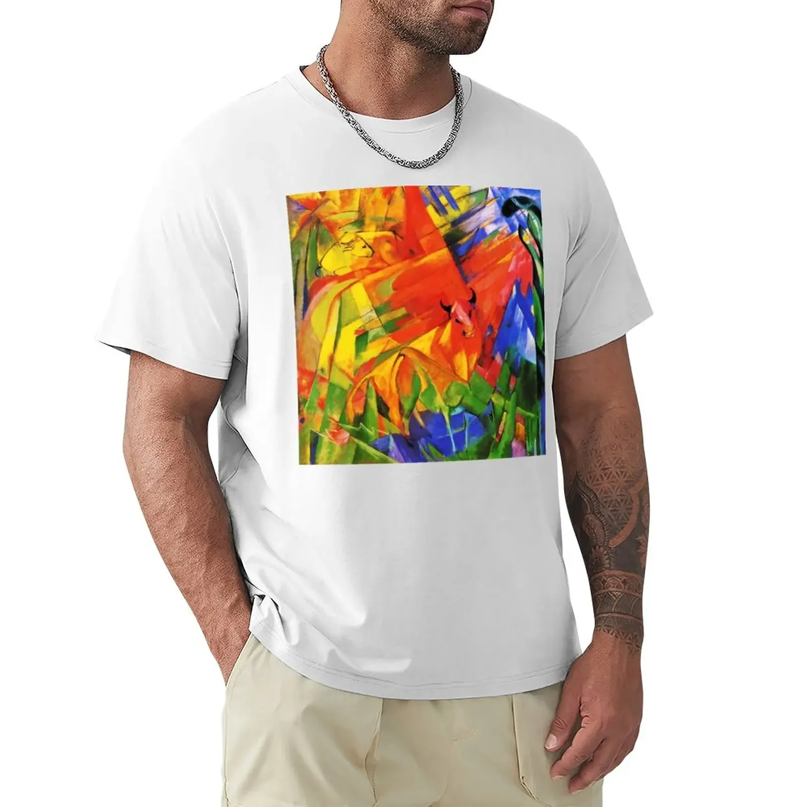 

Vintage Franz Marc Animals in Landscape 1914 T-Shirt blacks quick drying anime clothes mens t shirts