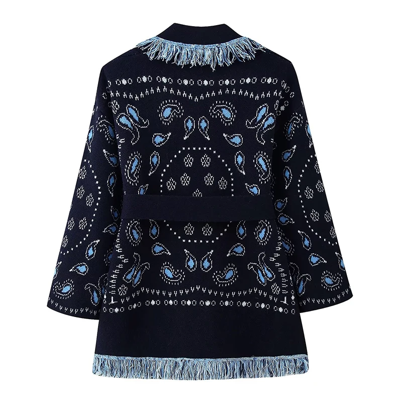 Chic Fashion Fringe Shawl Knitted Jackets for Women 2025 Autumn Winter Long Sleeve Cardigan Coats High Street Casual Loose New