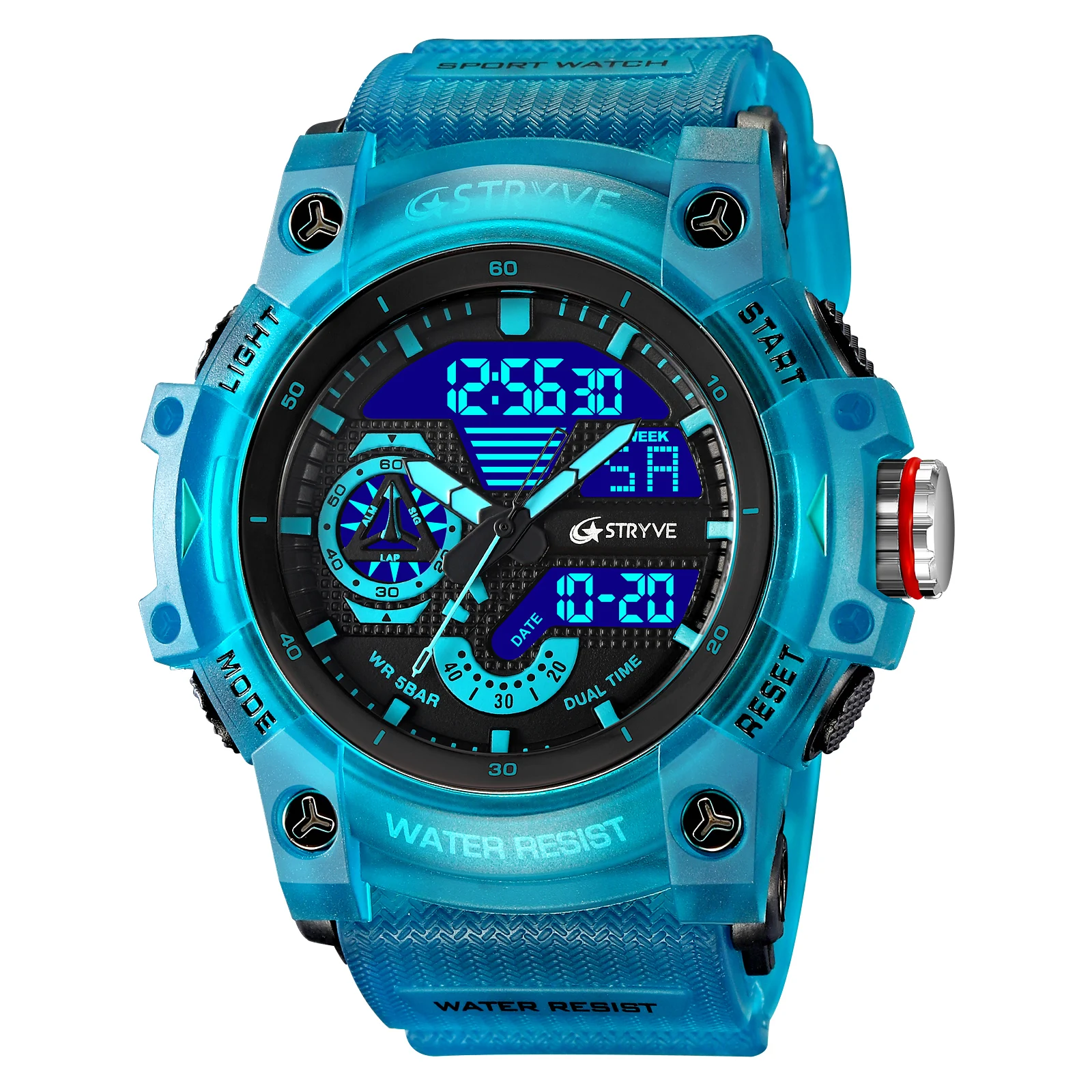 Sport Watches Waterproof STRYVE Brand Dropshipping Watch Stopwatch Alarm Clock 8029 Young Fashion Quartz Wristwatches 4