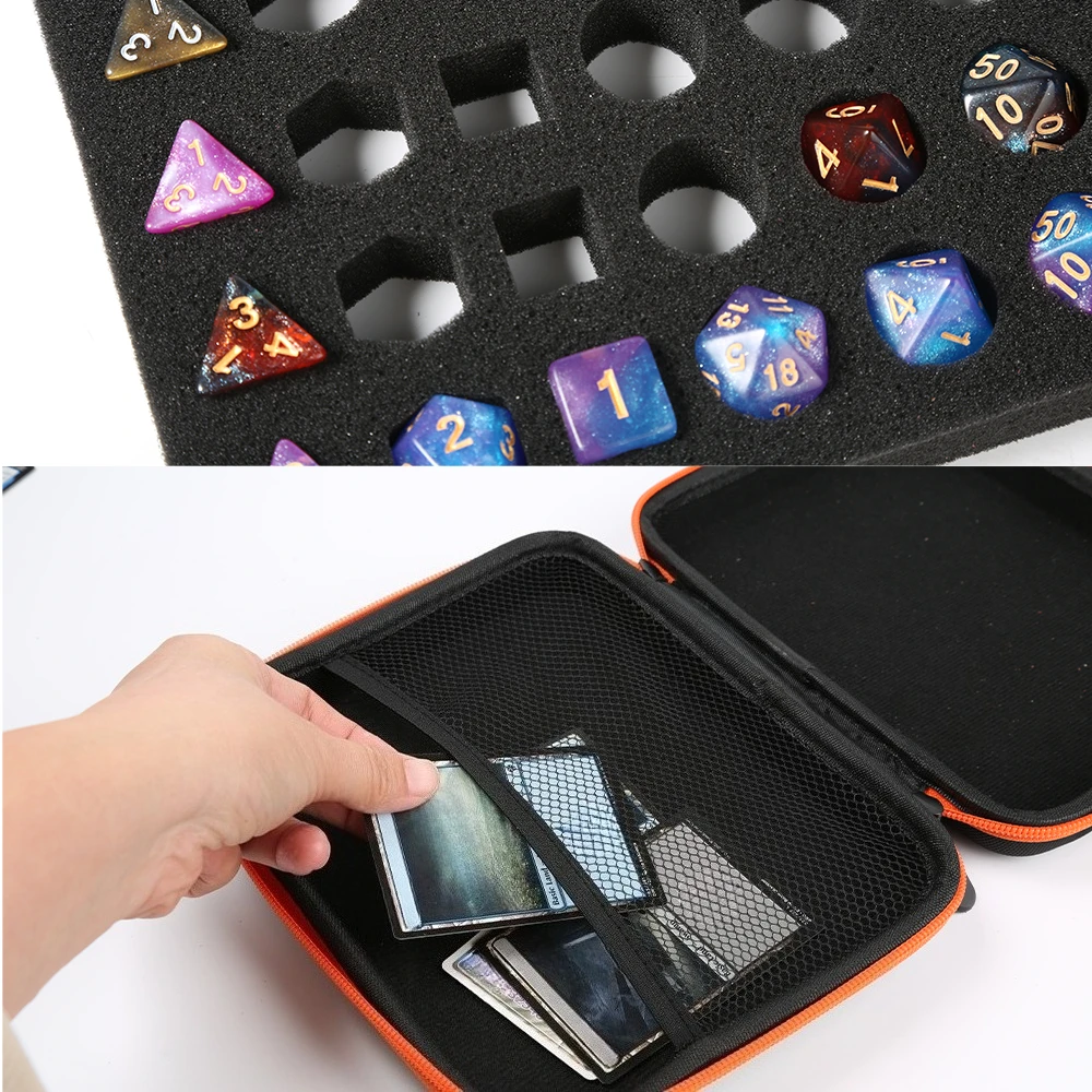 분리 가능한 주사위 스펀지와 트레이가 있는 DND 주사위 보관 케이스, 던전 앤 드래곤 RPG용 D6 D20 세트 가방, 테이블 게임 케이스, 가방만 제공