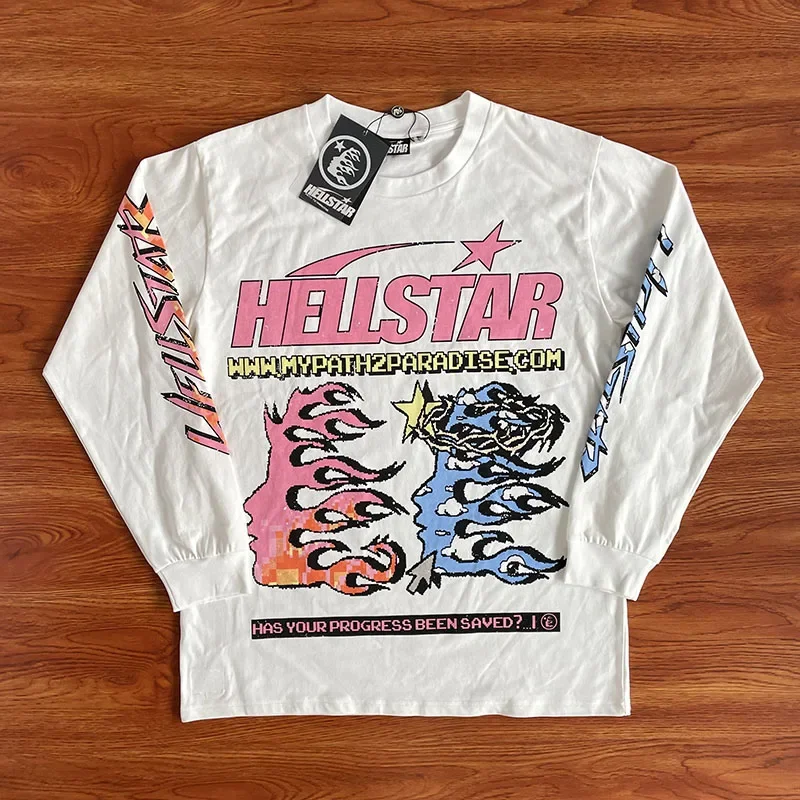 

Классическая футболка Hellstar Studios с длинным рукавом и шлемом мозга из Европы и Америки