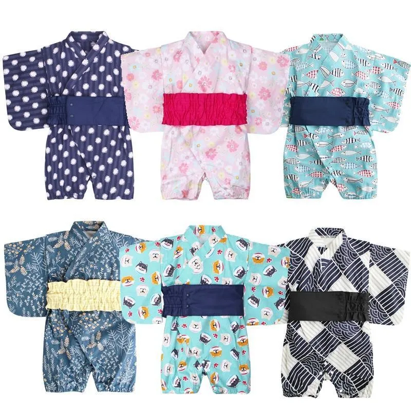 Baby Cute Cartoon One Piece Kimono Clothes 2022 New Baby Japanese