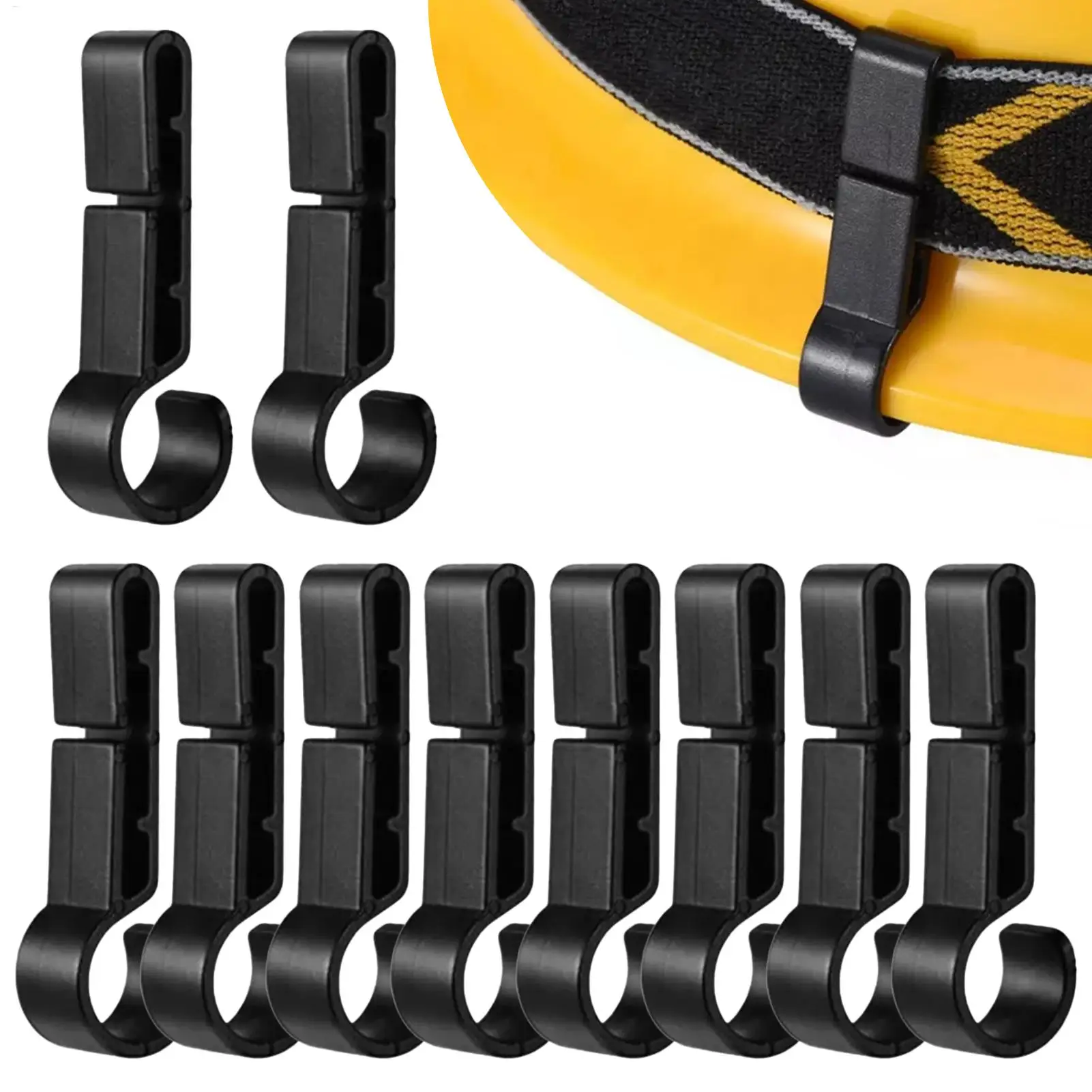 Hard Hat Clips for Headlamp 10-Pieces Headlight Holder Helmet Hooks Hard Hat Gear Attachment for Hard Hat Use in Construction