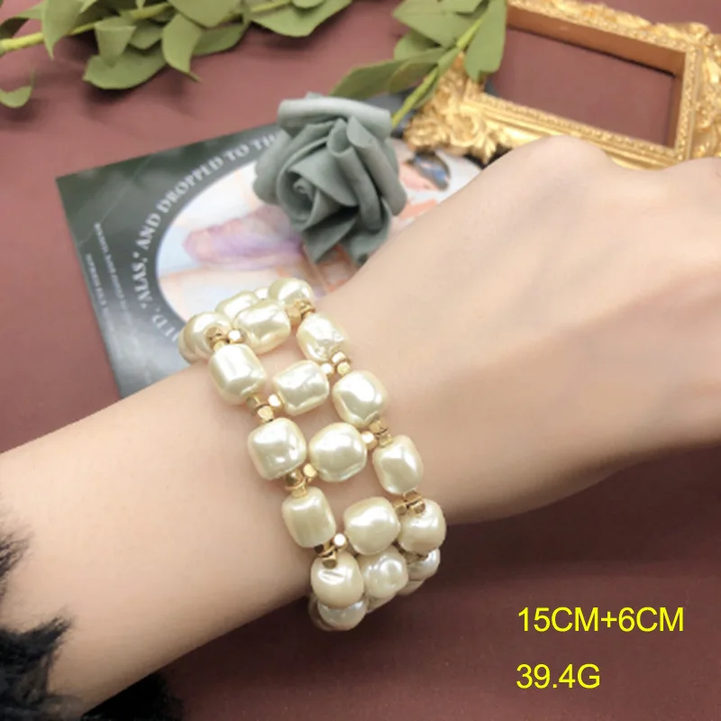 

European and American retro shaped pearl knitted clavicle chain bracelet