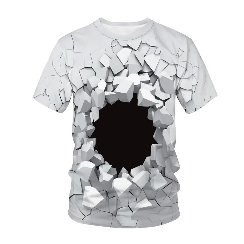 

Harajuku 3D Geometric Creativity Printed T Shirts For Men Summer Fashion Overszied Tee Shirt Casual Round Neck Unisex Clothing