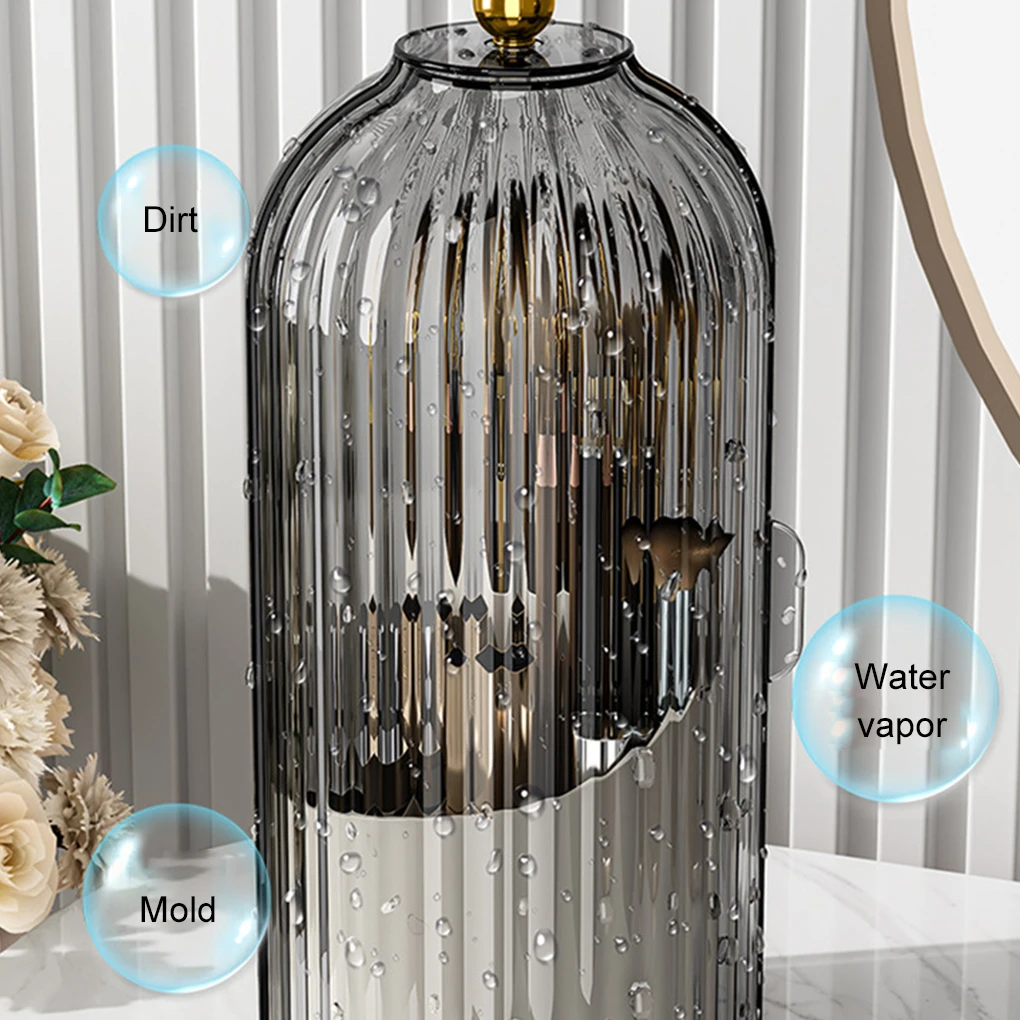 Birdcage Dustproof 360 Rotating Grid Compartmentalised Desktop Makeup Organiser Cosmetic Storage Case For Madam 3