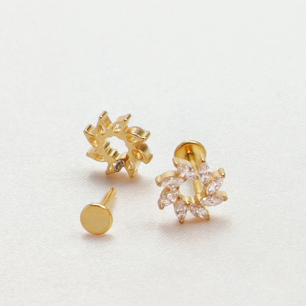 G23 Titanium Lip Piercings Clicker Tragus Small Spiral Circle 16G Cartilage Spiral Zircon Hinged Segment Ear Stud Daith Helix