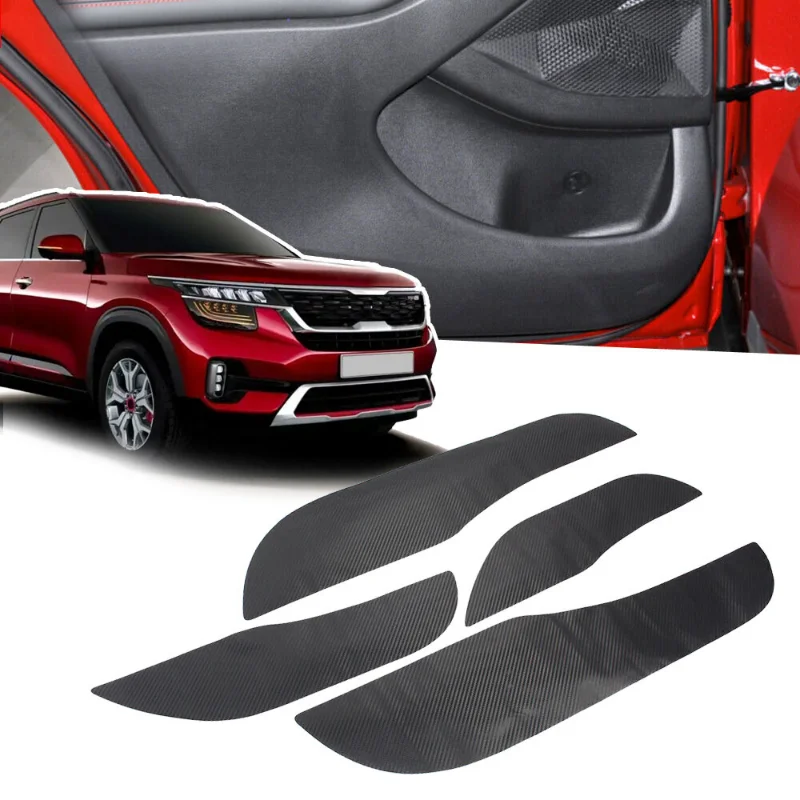 4pcs for Kia Seltos 20202022 Car Door Anti Kick Pad Cover Trim Carbon