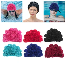 Swim Caps Beach Reusable Flower Lightweight Trendy Holidays Elastic Swimming Hat for Women Youth Girls Curls Hair Ear Protection