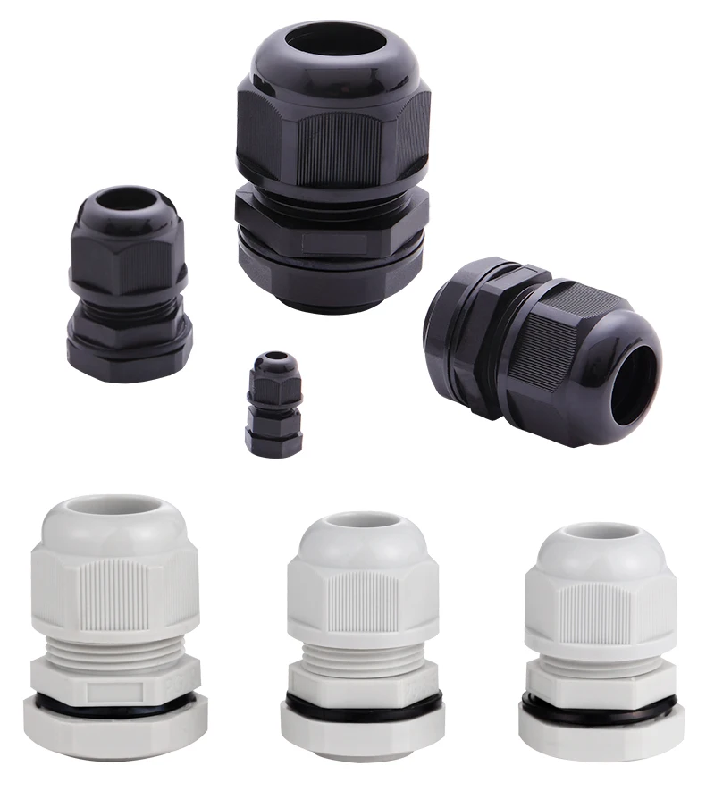 Waterproof Cable Gland Cable entry IP68 PG7 3-6.5mm PG9 PG11 PG13.5 PG16 PG19/21 White Black Nylon Plastic Connector 10pcs