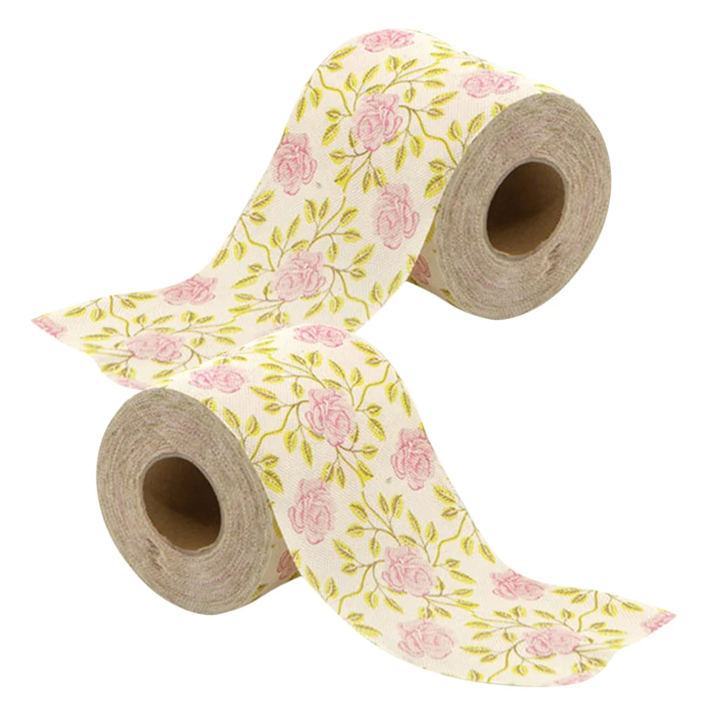 2 Rolls Decorate Printed Toilet Paper Travel Tissue Bathroom Bamboo Pulp for Camping Napkins Decorative